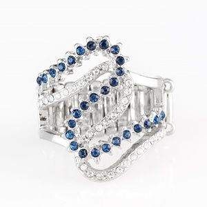 Make Waves - Blue Rhinestone Ring